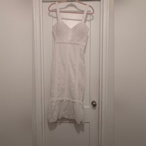 Siena Studio White Lace Midi Dress with Ruffle Hem
